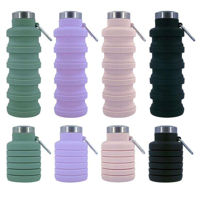 Best Collapsible Water Bottle UK - 500ml Collapsible Silicone Drink Bottle Foldable Water Bottle Sports & Outdoor - Tophatter Daily Deals