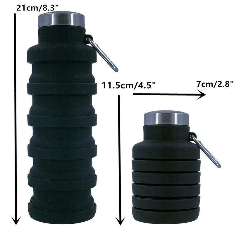 Best Collapsible Water Bottle UK - 500ml Collapsible Silicone Drink Bottle Foldable Water Bottle Sports & Outdoor - Tophatter Daily Deals