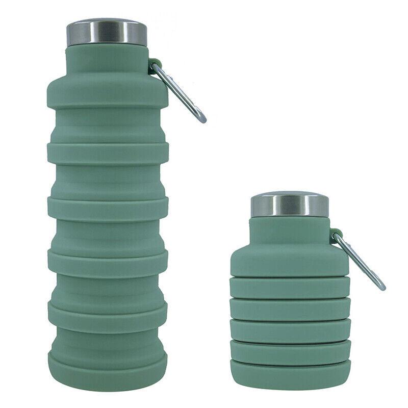 Best Collapsible Water Bottle UK - 500ml Collapsible Silicone Drink Bottle Foldable Water Bottle Green Sports & Outdoor - Tophatter Daily Deals
