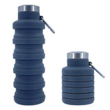 Best Collapsible Water Bottle UK - 500ml Collapsible Silicone Drink Bottle Foldable Water Bottle Grey Sports & Outdoor - Tophatter Daily Deals
