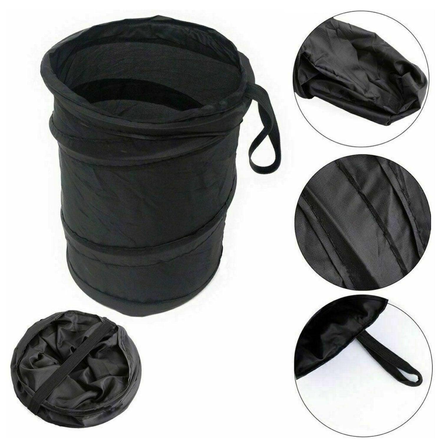 Mini Car Bin - Pop Up Black Storage Dustbin Foldable Travel Mini Rubbish Waste Basket Exercise & Fitness - Tophatter Daily Deals