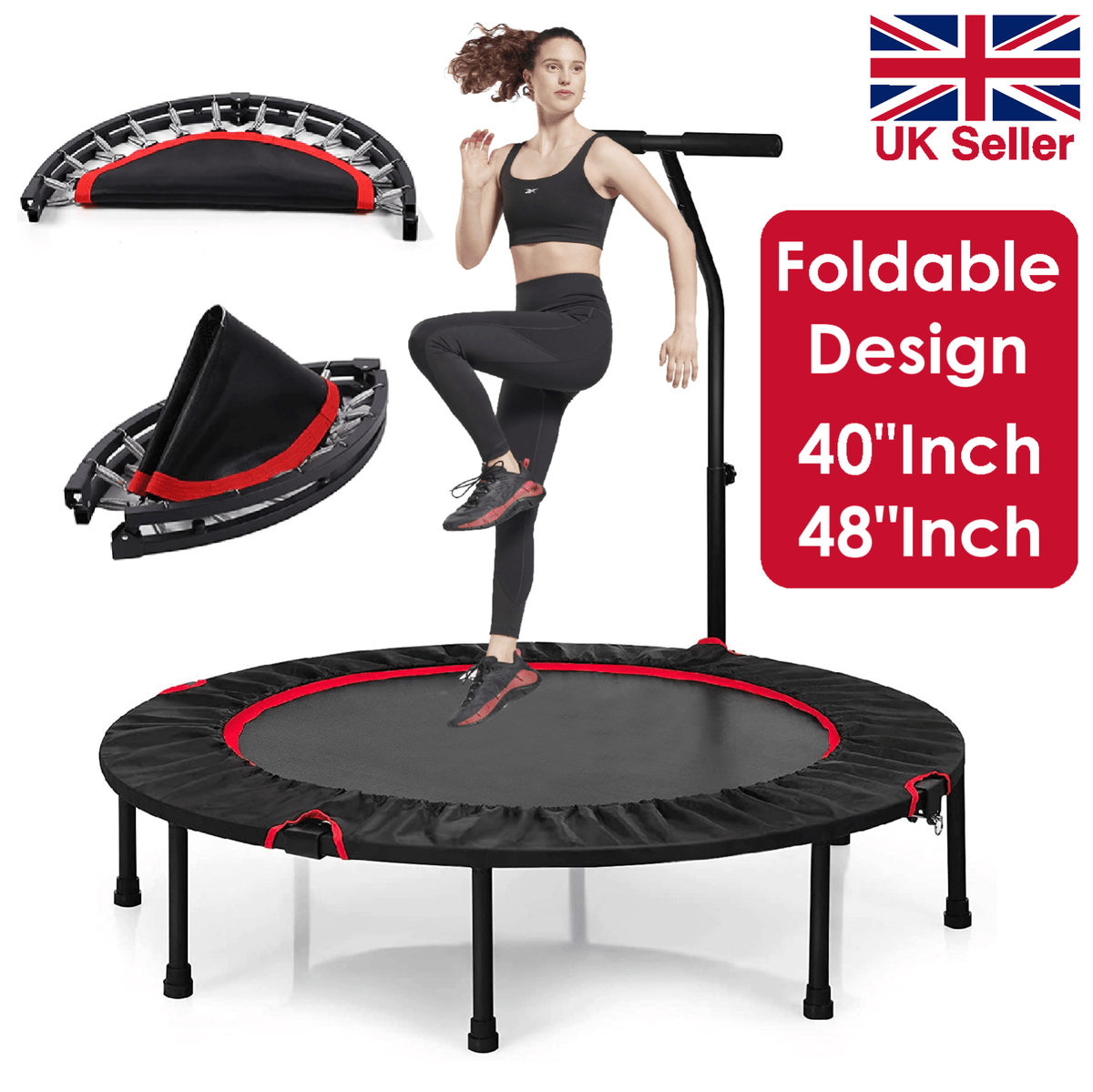 Rebounder Mini Trampoline - 40” Rebounder Mini Fitness Trampoline, Outdoor/Indoor Mini Trampoline, Sprung training Aerobic Trampoline Exercise & Fitness - Tophatter Daily Deals
