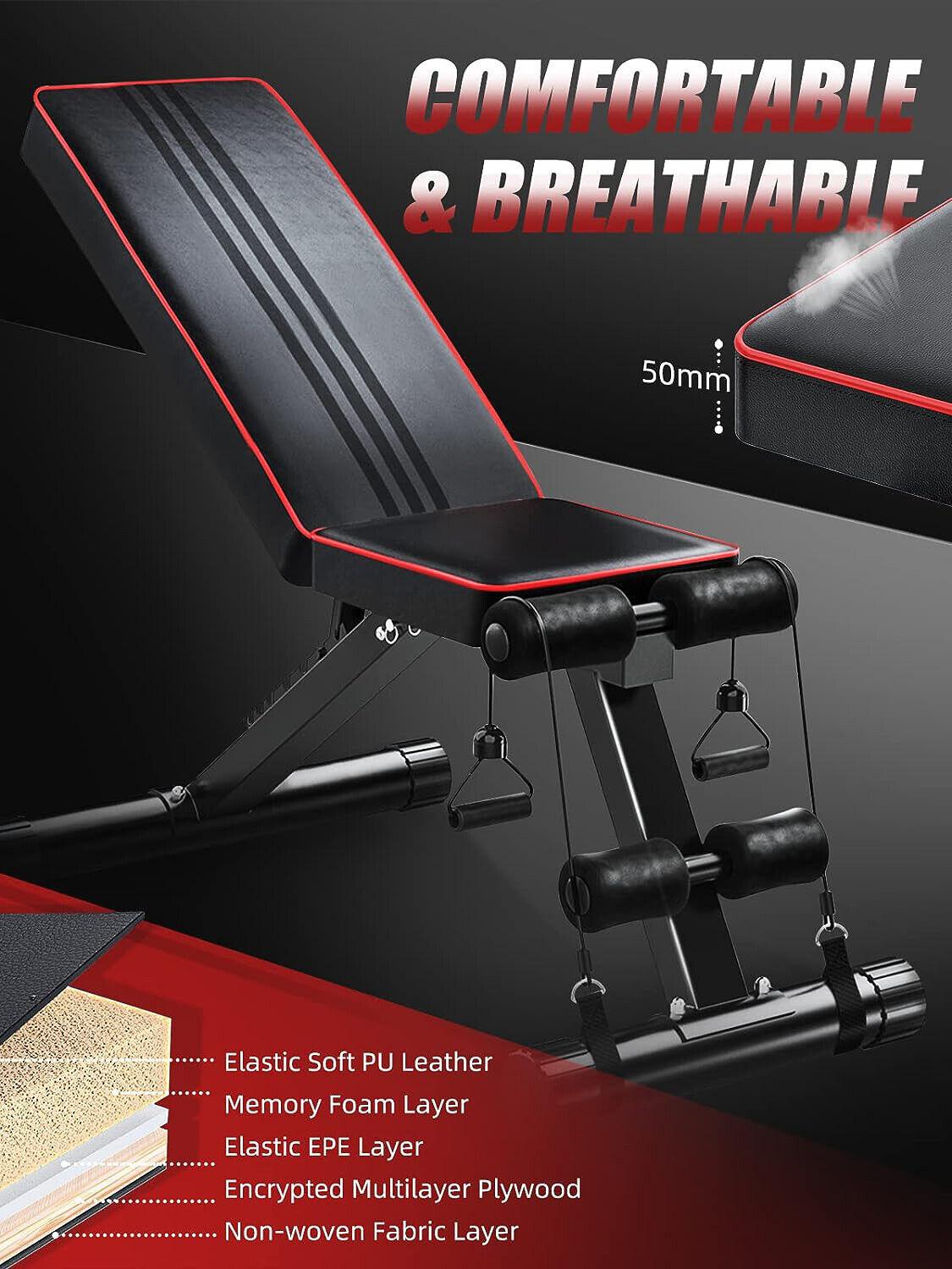 Foldable Sit Up Bench - Adjustable Sit Up Weight Bench Foldable Strength Training Gym Exercise & Fitness - Tophatter Daily Deals