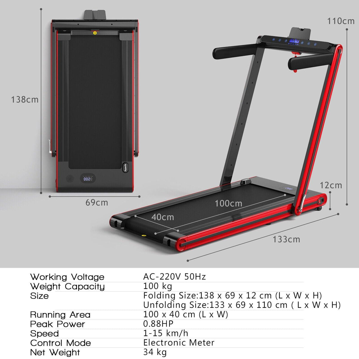 Under Desk Treadmill UK - 2-in-1 Folding Walking Treadmill With Dual Led Display Exercise & Fitness - Tophatter Daily Deals