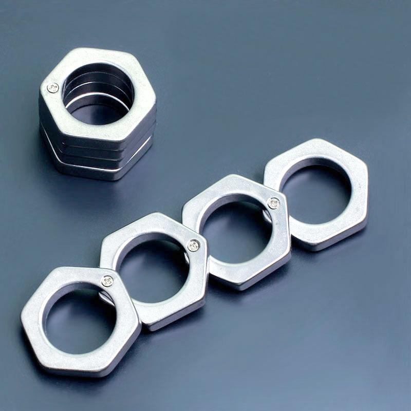 2026 New Hexagon Stone Wash Stainless Steel Folding Knucks Brass Knuckles - Tophatter Daily Deals
