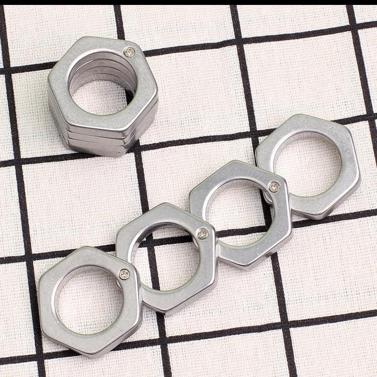 2026 New Hexagon Stone Wash Stainless Steel Folding Knucks Brass Knuckles - Tophatter Daily Deals