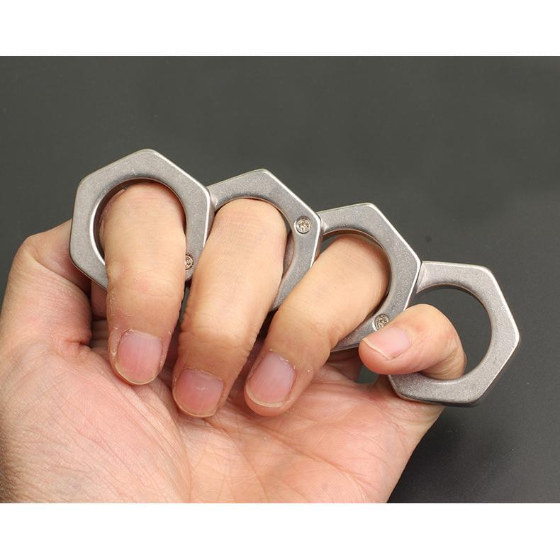2026 New Hexagon Stone Wash Stainless Steel Folding Knucks Brass Knuckles - Tophatter Daily Deals