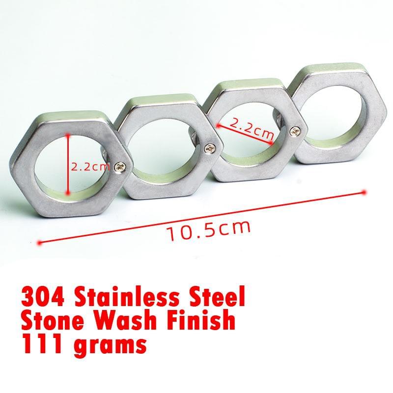 2022 New Hexagon Stone Wash Stainless Steel Folding Knucks Brass Knuckles - Tophatter Daily Deals