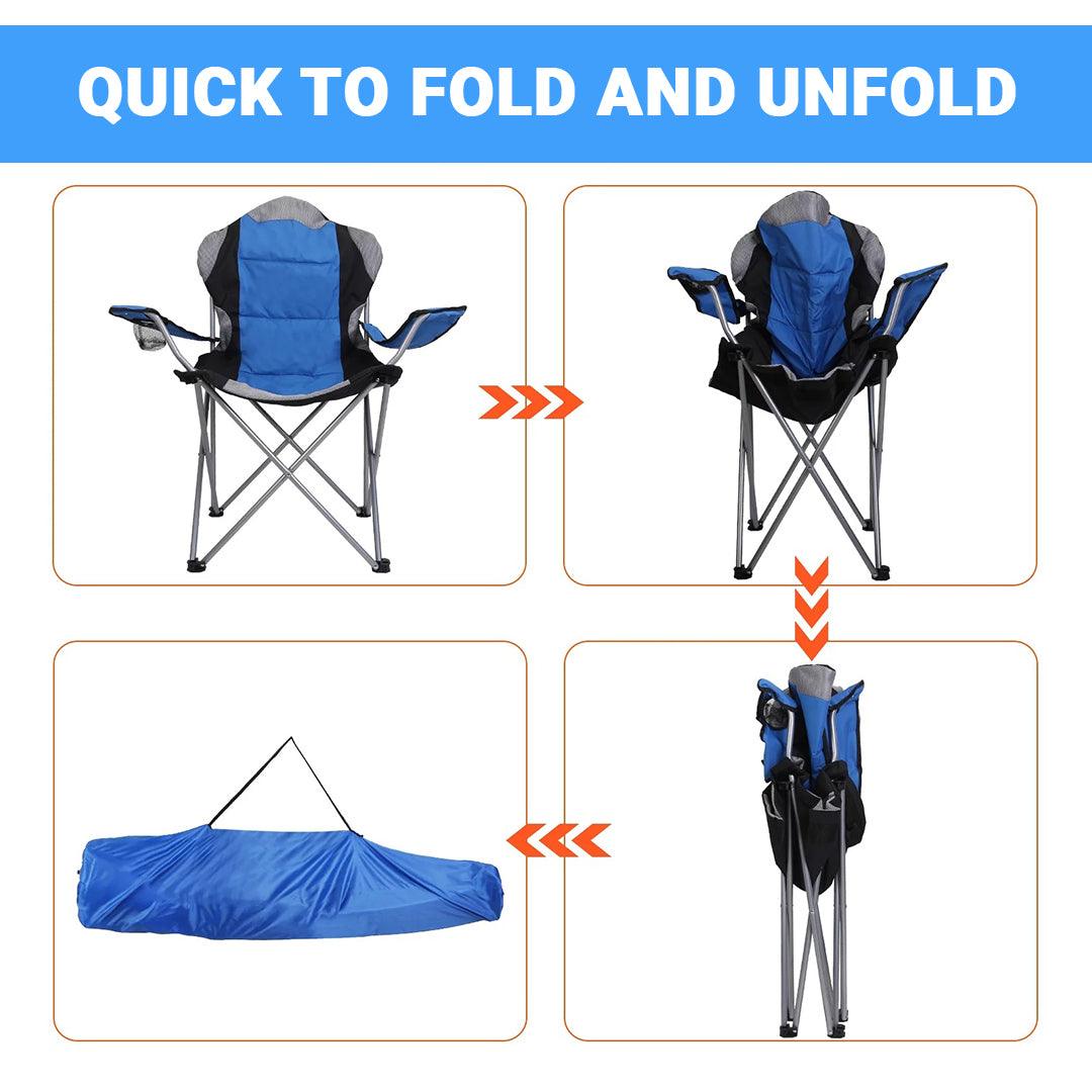 Outdoor Camping Chair - Padded Folding Camping Deluxe Fold Chairs High Back With Cup Holder & Carry Bag Personal Care - Tophatter Daily Deals