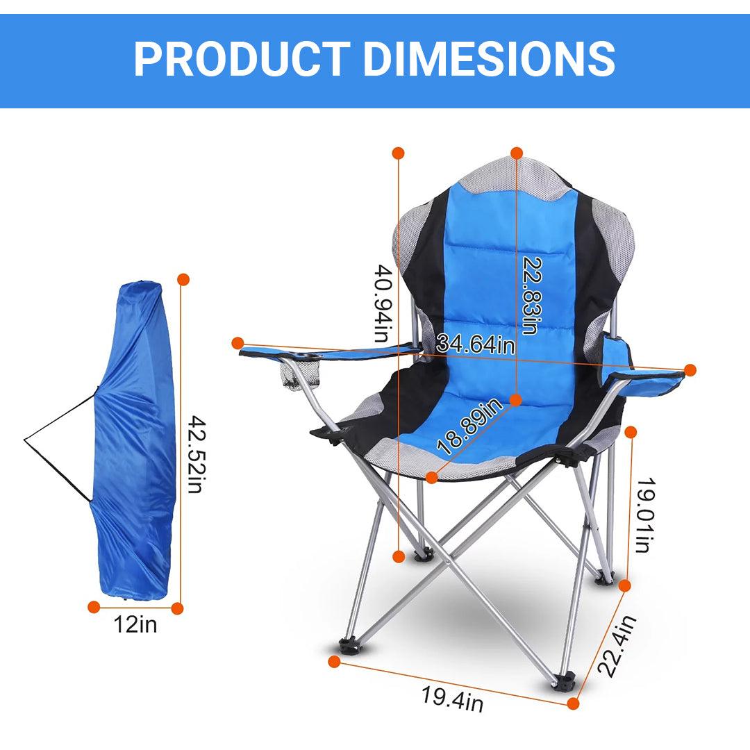 Outdoor Camping Chair - Padded Folding Camping Deluxe Fold Chairs High Back With Cup Holder & Carry Bag Personal Care - Tophatter Daily Deals