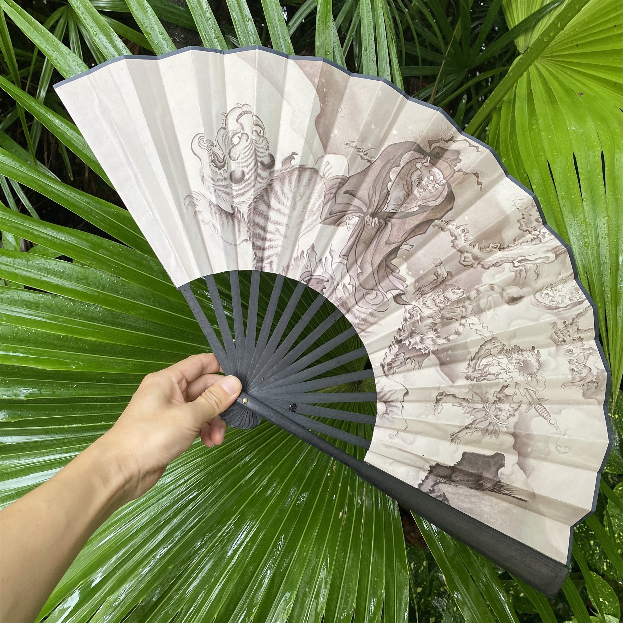 Black Myth Zhong Kui's Ghost Catching Folding Fan - Tophatter Daily Deals