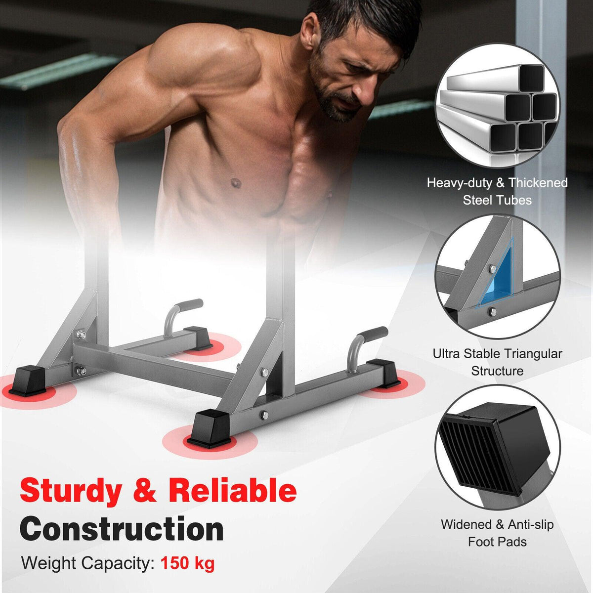 Foldable Dip Bars - Adjustable Dip Stand Multi-function Dip-up Station Heavy-duty Parallel Bars Exercise & Fitness - Tophatter Daily Deals