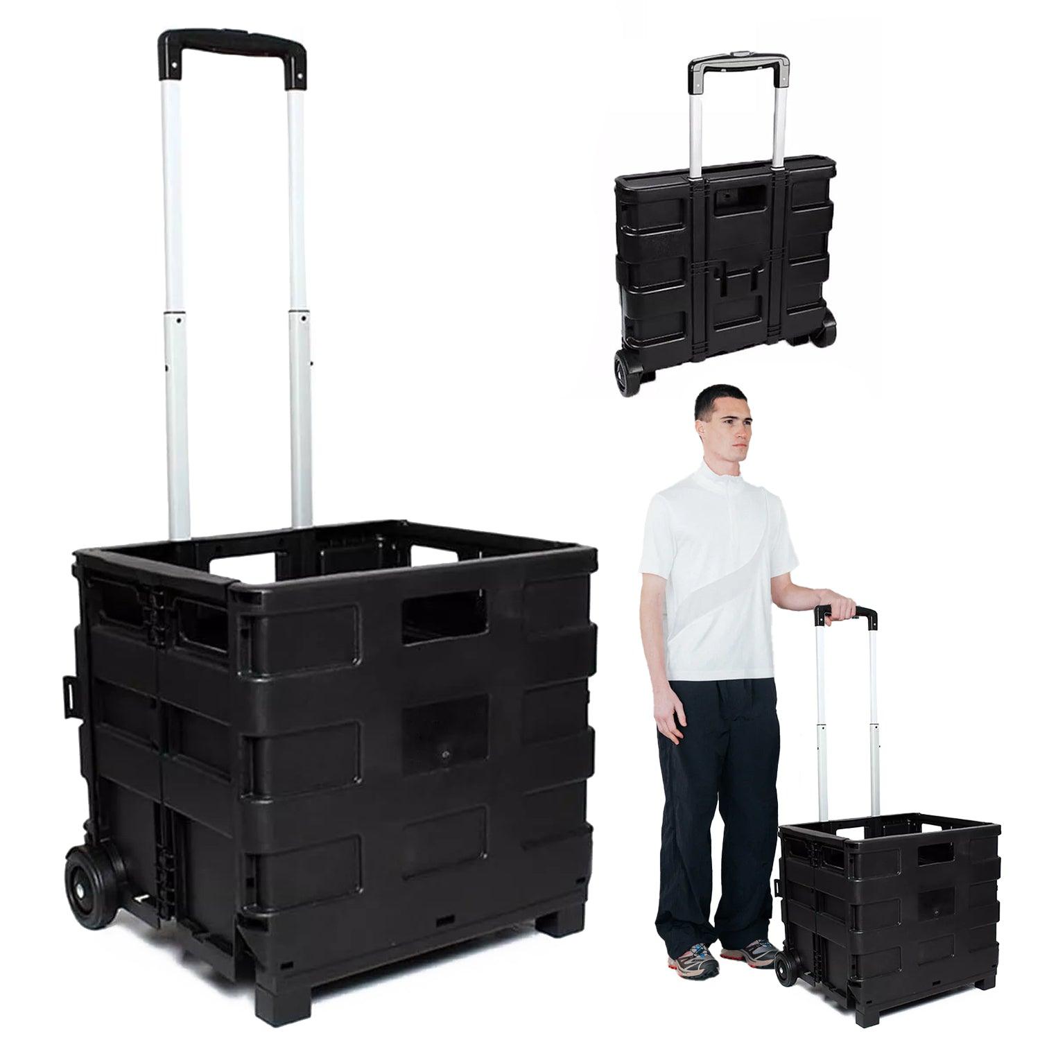 Folding Shopping Cart Trolley - 25kg Multipurpose Foldable Shopping Trolley Cart Handle Wheel Camping Caddy Boot Home - Tophatter Daily Deals