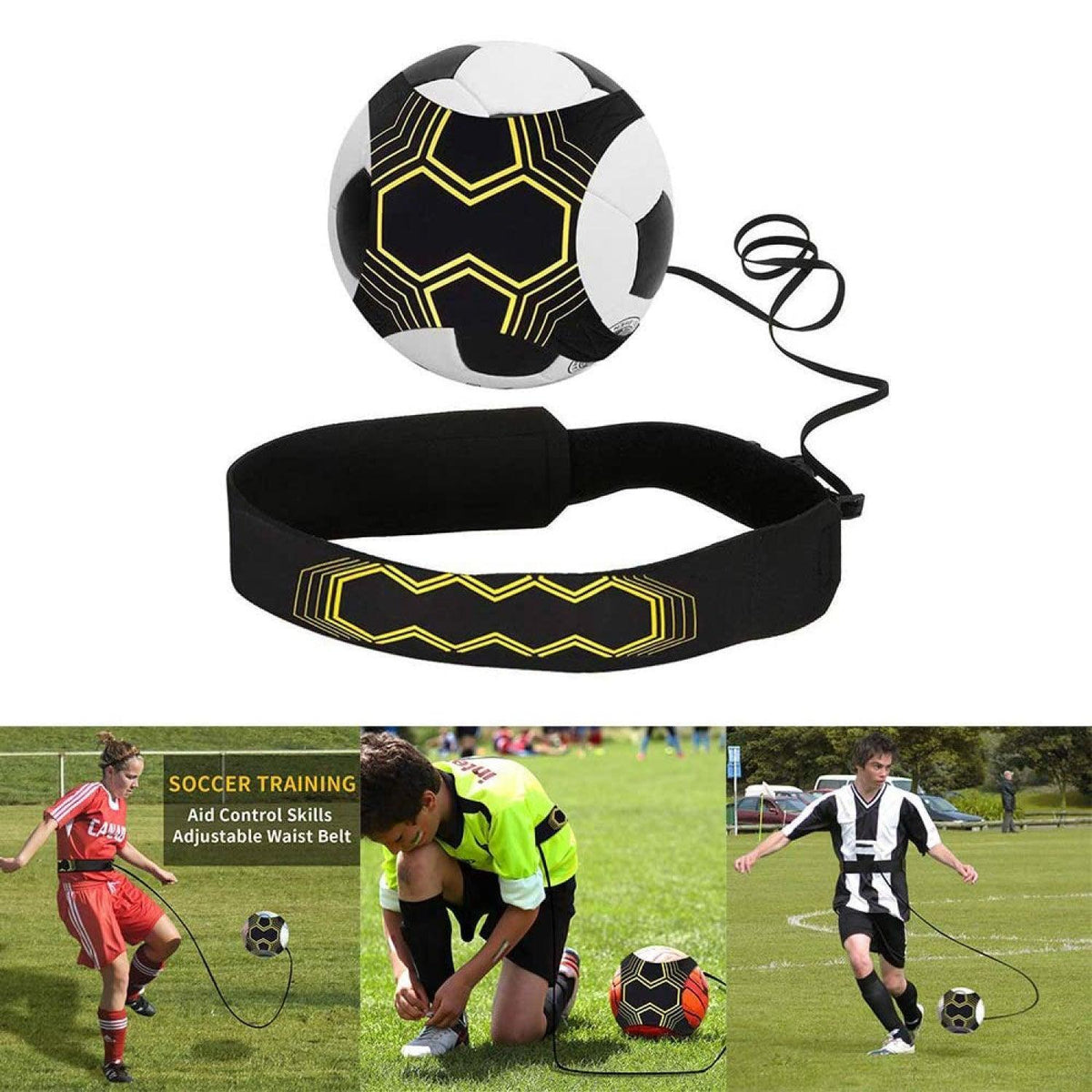 Football Training Belt - Soccer Kick Trainer Rubber Band Football Elastic Band Aid Equipment Waist Belt Soccer - Tophatter Daily Deals