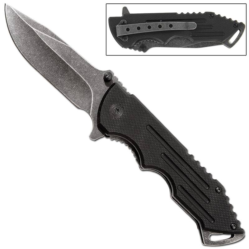 Force Protection Drop Point Spring Assist Knife - TOPHATTER'S ARMORY DEALS Collectible Weapons - Tophatter Daily Deals