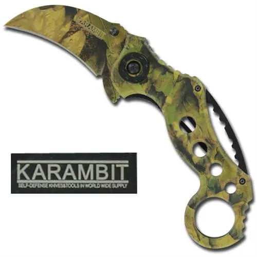 Forest Camo Karambit Spring Assisted Tactical Knife - Tophatter Daily Deals
