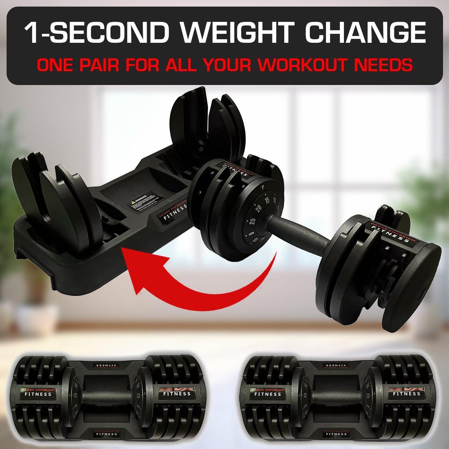 Adjustable Dumbbells Pair - 12KG x 2 24KG Weights Set Dumbells Dumbbeells - Tophatter Daily Deals