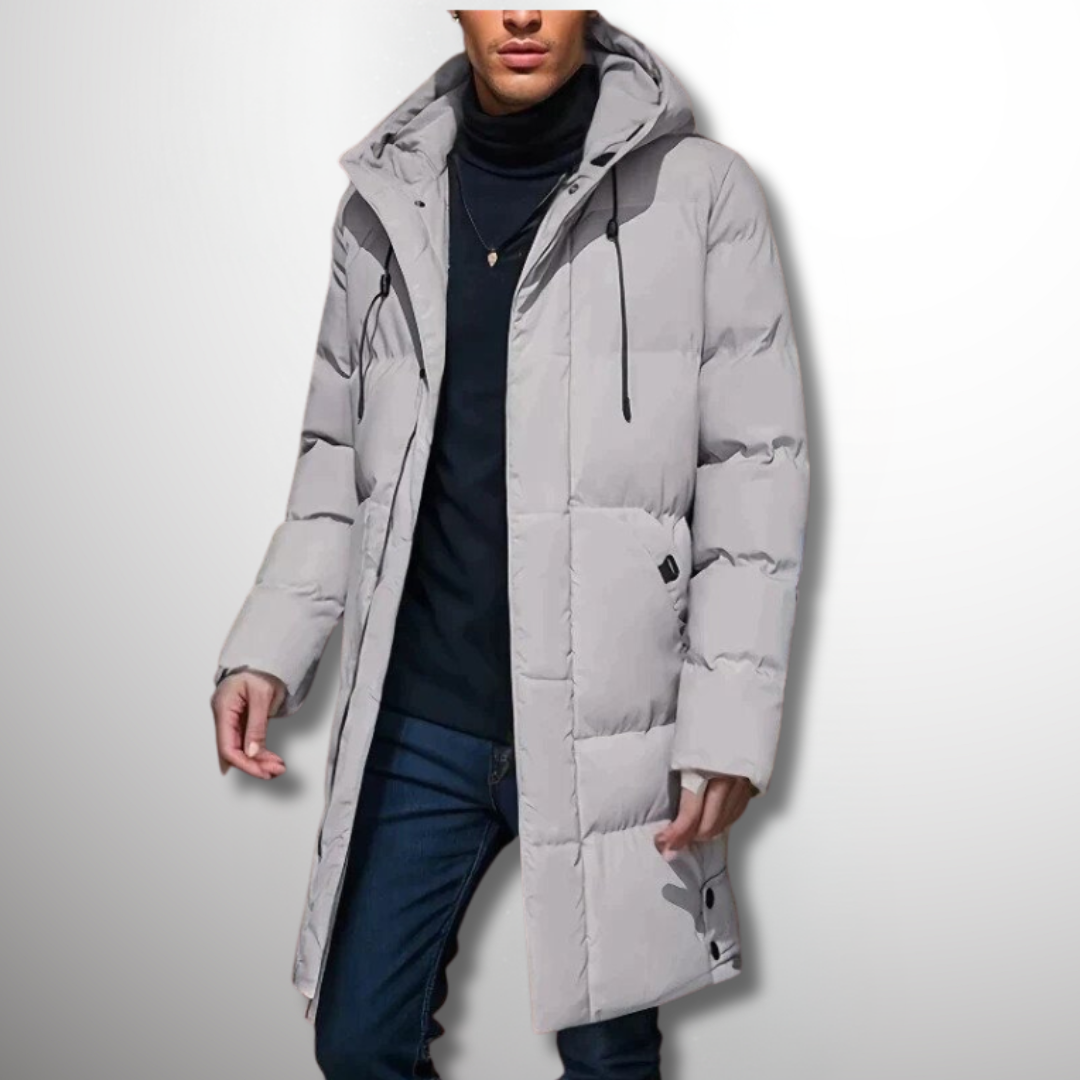 Waterproof Cozy Men's Parka Jacket - Long Quilted, For Cold Gray - Tophatter Daily Deals