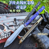 FrankenREP Butterfly Knife TITANIUM Balisong (clone) Replicant - V1 Stitched (BK+PP) w Gold Liners - Alt Blade Knife-Balisong - Tophatter Daily Deals