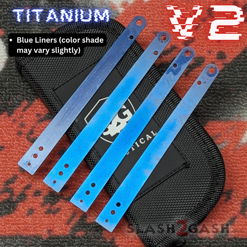 S2G FrankenREP V2 Balisong BUILD-A-KNIFE - (part 2 of 5) liners Set of (4) Titanium liners ONLY - Blue Knife-Balisong - Tophatter Daily Deals