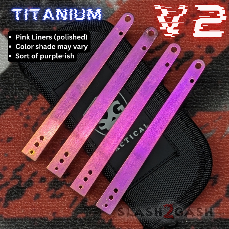 S2G FrankenREP V2 Balisong BUILD-A-KNIFE - (part 2 of 5) liners Set of (4) Titanium liners ONLY - Pink-ish (polished, shiny) Knife-Balisong - Tophatter Daily Deals