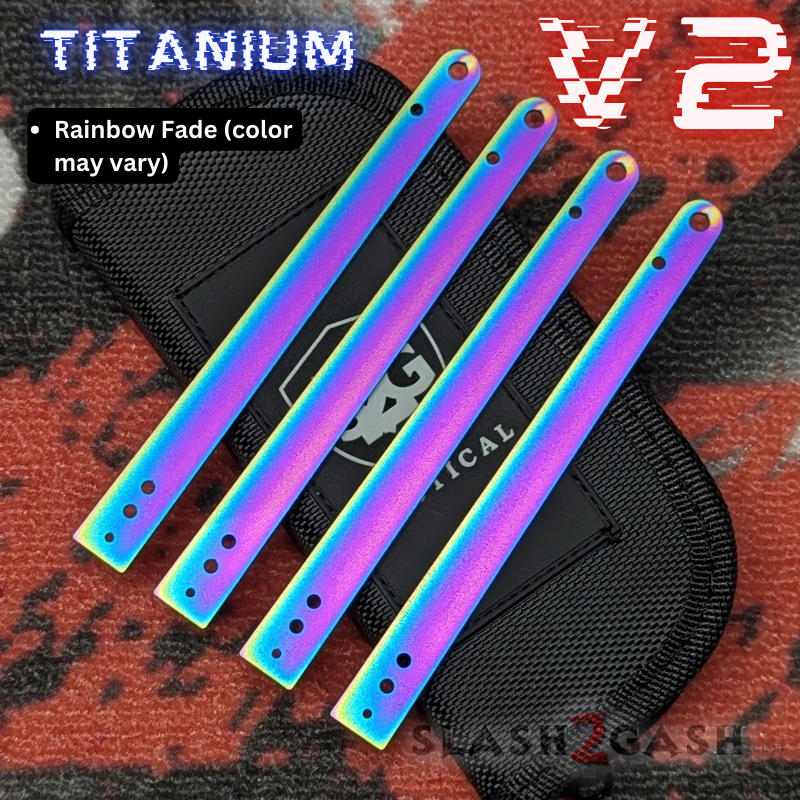 S2G FrankenREP V2 Balisong BUILD-A-KNIFE - (part 2 of 5) liners Set of (4) Titanium liners ONLY - Rainbow Fade Knife-Balisong - Tophatter Daily Deals