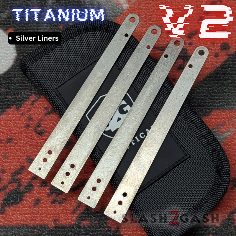 S2G FrankenREP V2 Balisong BUILD-A-KNIFE - (part 2 of 5) liners Set of (4) Titanium liners ONLY - Silver Knife-Balisong - Tophatter Daily Deals