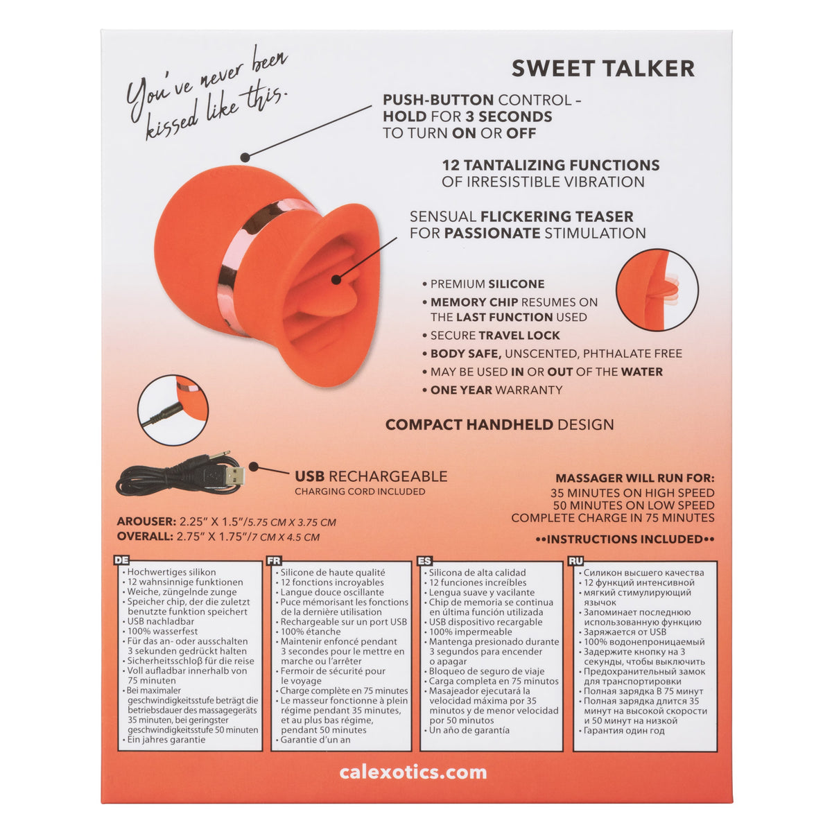 French Kiss Sweet Talker – Compact Massager with 12 Flickering Functions Vibrator > Vibrators > Finger Vibrators - Tophatter Daily Deals