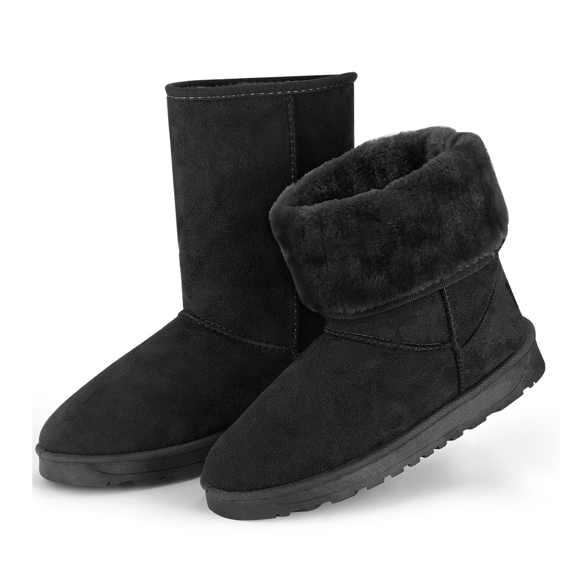 Fresh Fab Finds Women's Faux Suede Mid-Calf Boots Black Footwear - Tophatter Daily Deals