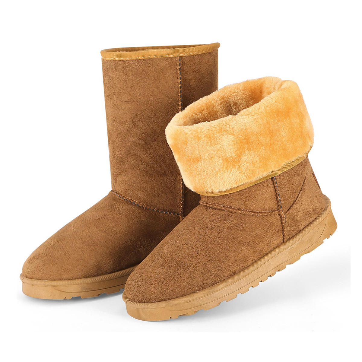 Fresh Fab Finds Women's Faux Suede Mid-Calf Boots Chestnut Footwear - Tophatter Daily Deals
