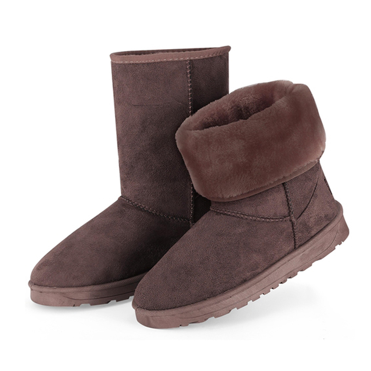 Fresh Fab Finds Women's Faux Suede Mid-Calf Boots Chocolate Footwear - Tophatter Daily Deals
