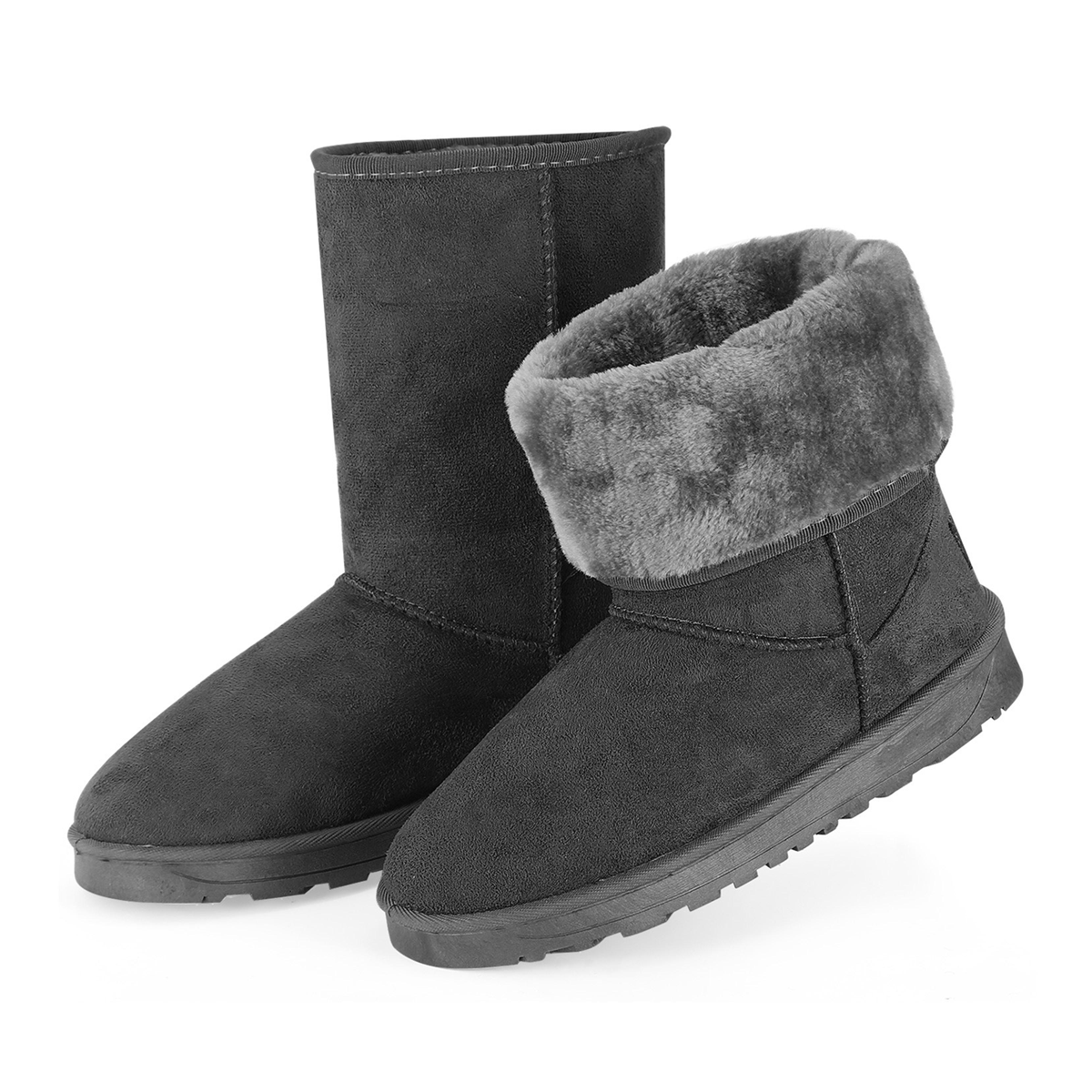 Fresh Fab Finds Women's Faux Suede Mid-Calf Boots Grey Footwear - Tophatter Daily Deals