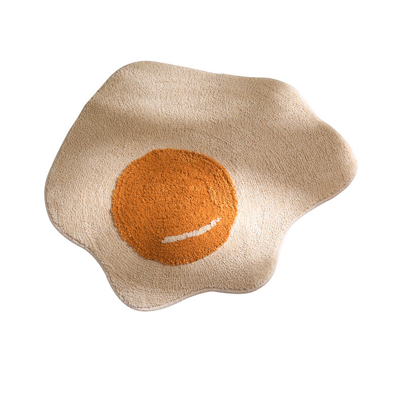 Fried Egg Plush Rug 50x70cm Orange Yellow Plush Rug - Tophatter Daily Deals