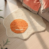 Fried Egg Plush Rug 70x70cm Orange Yellow Plush Rug - Tophatter Daily Deals