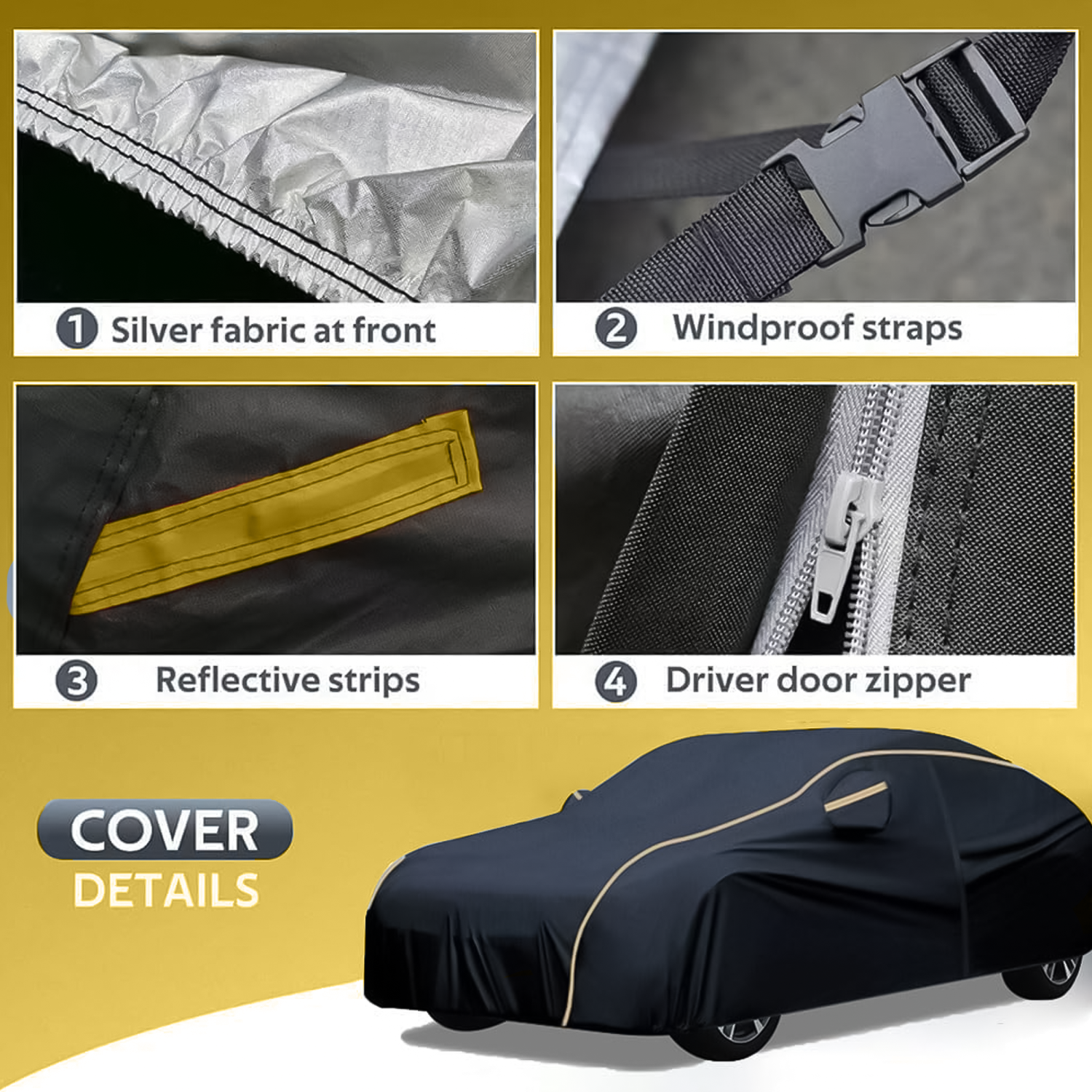 Outdoor Car Cover – All-Weather 6 Layer Protection with Wind Straps & UV Shield Outdoor car cover - Tophatter Daily Deals