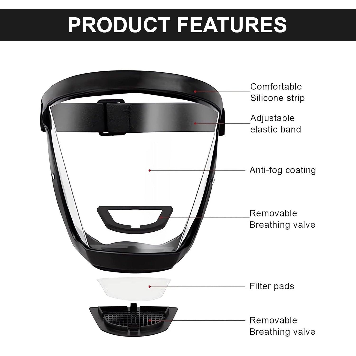 Face Protection Shield - Anti-fog Full Face Shield Protective Head Cover Transparent Safety Mask UK - Tophatter Daily Deals