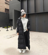 Windproof Oversized Women's Maxi Coat - Quilted Insulated Black - Tophatter Daily Deals
