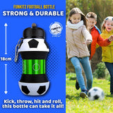 Football Water Bottles - Football Water Bottle for Kids, FunKitZ Football Water Bottle for Kids - Kids Collapsible Water Bottle Soccer - Tophatter Daily Deals