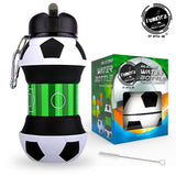 Football Water Bottles - Football Water Bottle for Kids, FunKitZ Football Water Bottle for Kids - Kids Collapsible Water Bottle Soccer - Tophatter Daily Deals