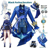 Furina Cosplay Costume Wig Hair Impact Fontaine Focalors with Hat Black Suits High Heel Cosplay Shoes for Women Outfits - Tophatter Daily Deals