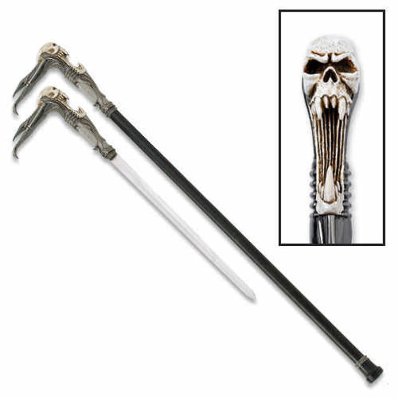 Futuristic Screeching Cyborg Skull Walking Sword Cane Collectible Weapons - Tophatter Daily Deals