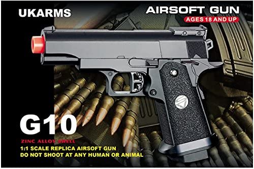 Airsoft Gun Ukarms G10 Black Diecast Spring Pistol - Tophatter Daily Deals