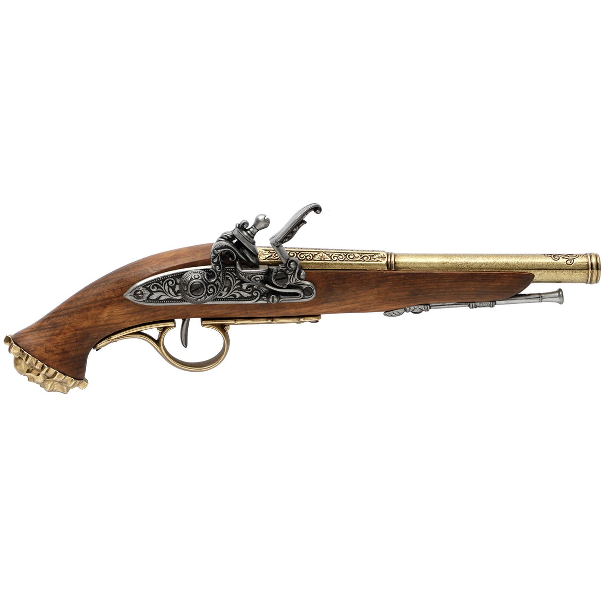 "Death's Head" 18th Century Pirate Flintlock (Brass) Pistol Replica - Tophatter Daily Deals