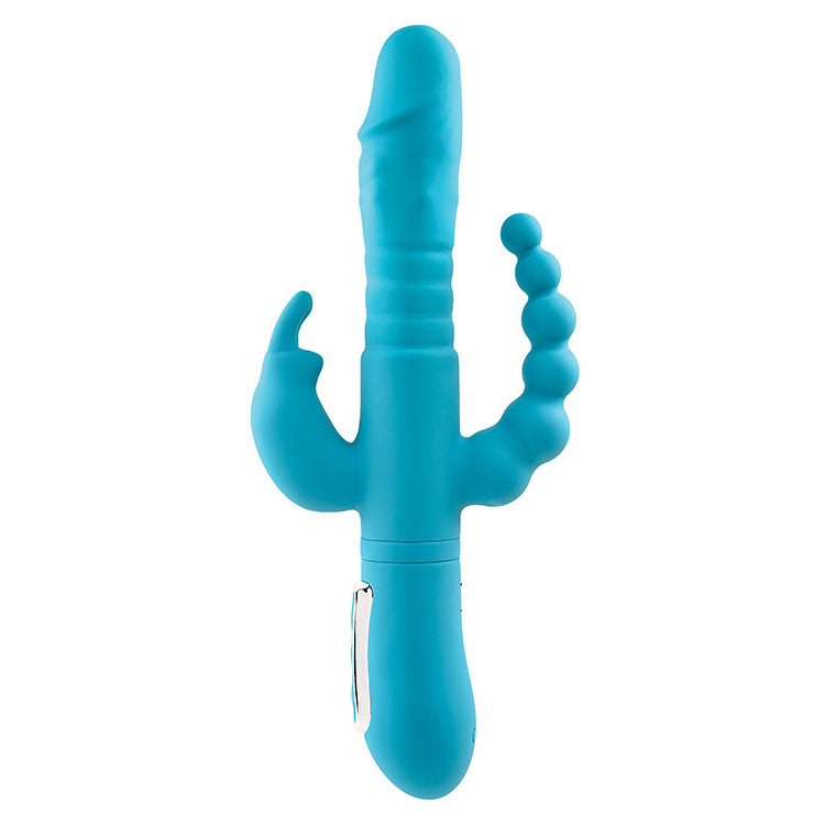 Adam & Eve Thrusting Triple Joy (Teal) – USB Rechargeable Rabbit Vibrator 25.4 cm > Vibrators > Ladies > Rabbit Multi - Tophatter Daily Deals