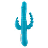Adam & Eve Thrusting Triple Joy (Teal) – USB Rechargeable Rabbit Vibrator 25.4 cm > Vibrators > Ladies > Rabbit Multi - Tophatter Daily Deals