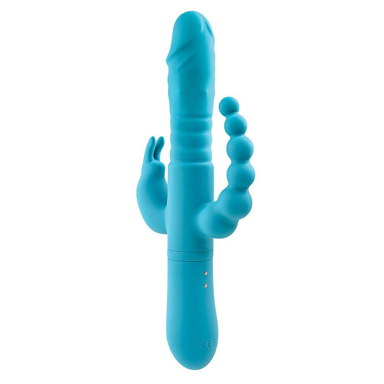 Adam & Eve Thrusting Triple Joy (Teal) – USB Rechargeable Rabbit Vibrator 25.4 cm > Vibrators > Ladies > Rabbit Multi - Tophatter Daily Deals