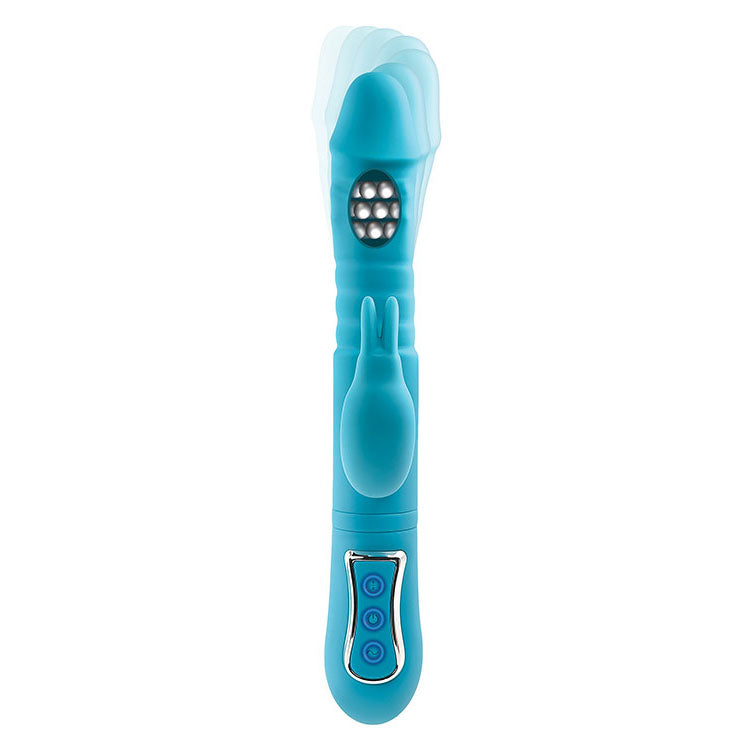Adam & Eve Thrusting Triple Joy (Teal) – USB Rechargeable Rabbit Vibrator 25.4 cm > Vibrators > Ladies > Rabbit Multi - Tophatter Daily Deals