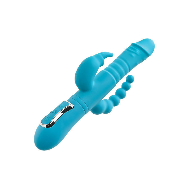 Adam & Eve Thrusting Triple Joy (Teal) – USB Rechargeable Rabbit Vibrator 25.4 cm > Vibrators > Ladies > Rabbit Multi - Tophatter Daily Deals