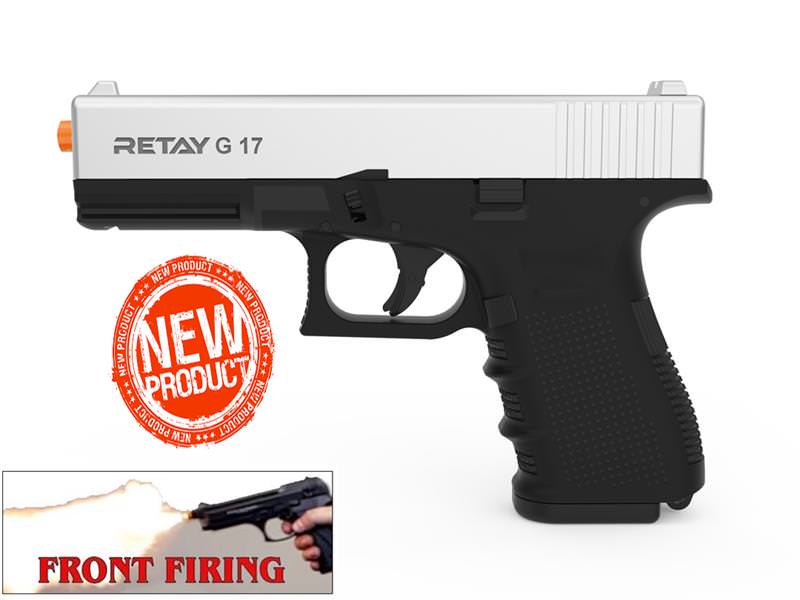 Retay 9MM Model Front Firing Blank Gun Chrome Finish - Tophatter's Guns'N'Weapons Store Collectible Weapons - Tophatter Daily Deals