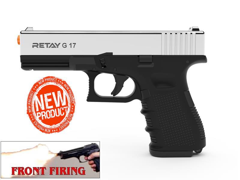 Retay 9MM Model Front Firing Blank Gun Nickel Finish - Tophatter's Guns'N'Weapons Store Collectible Weapons - Tophatter Daily Deals